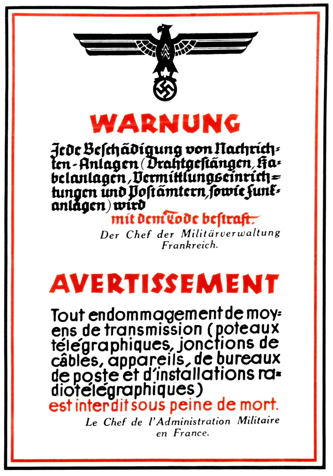 1940.1944AffichetteSabotagePttPuniDeMort