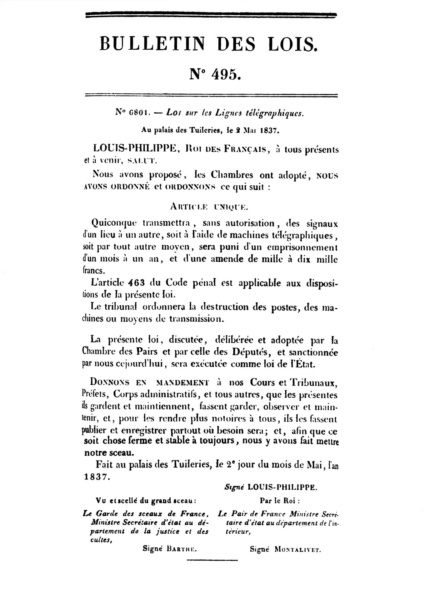 1837.05.02LoiMonopoleTelegraphique